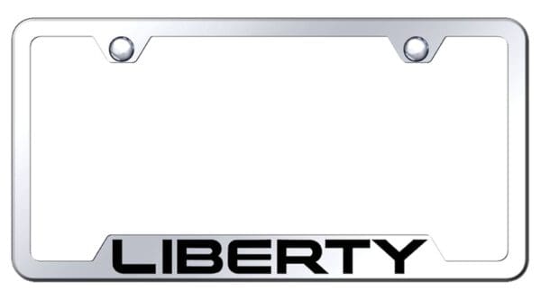 Jeep Liberty Laser Etched Logo Cut-Out License Plate Frame (Chrome)