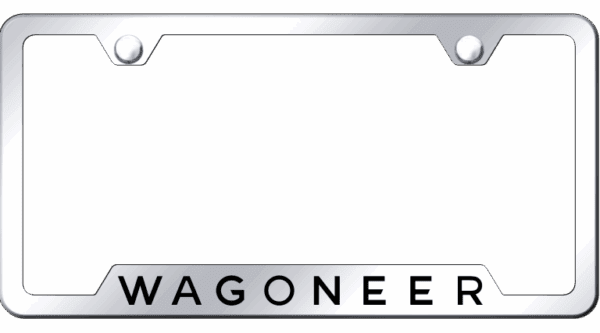 Jeep Wagoneer Logo Mirrored Chrome Notched License Plate Frame Official Licensed