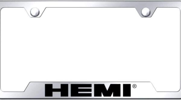 Mopar Hemi Logo Mirrored Chrome Notched License Plate Frame Official Licensed