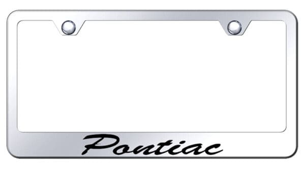 Name Etched Script Chrome Stainless Wide Bottom License Plate Frame for Pontiac