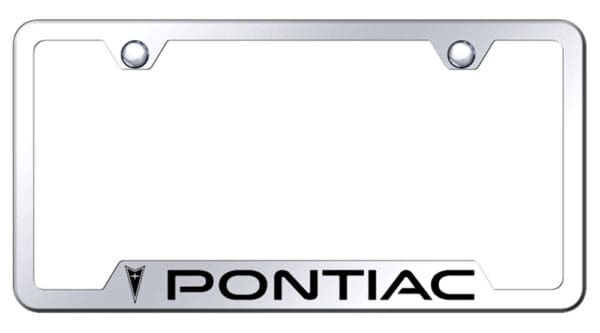 Name/Logo Etched Chrome Stainless Cutout Bottom License Plate Frame for Pontiac