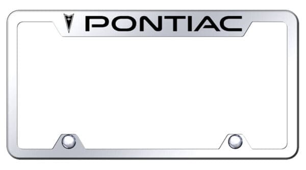 Name/Logo Etched Chrome Stainless Cutout Top License Plate Frame for Pontiac