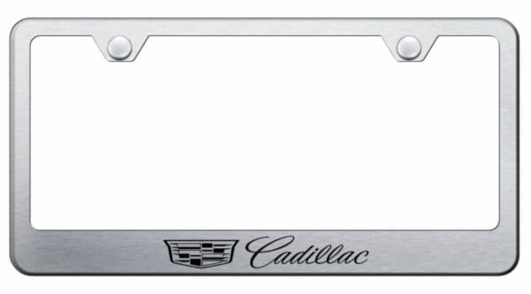New Cadillac Brushed Chrome Stainless Steel License Plate Frame