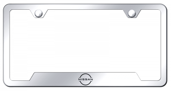 Nissan Logo Mirrored Chrome Notched License Plate Frame Official Licensed