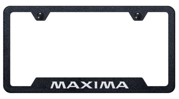 Nissan Maxima Laser Etched Logo Cut-Out License Plate Frame (Rugged Black)