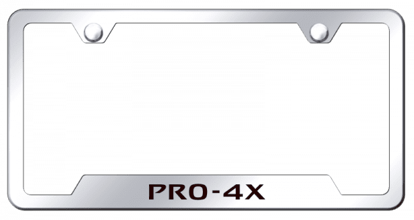 Nissan Pro-4X Logo Mirrored Chrome Notched License Plate Frame Official Licensed