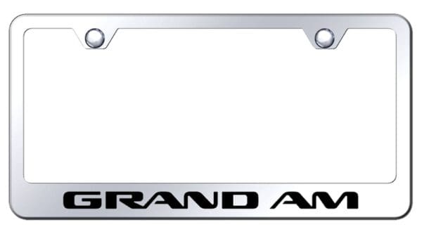 Pontiac Grand Am Laser Etched Logo Stainless Steel License Plate Frame (Chrome)