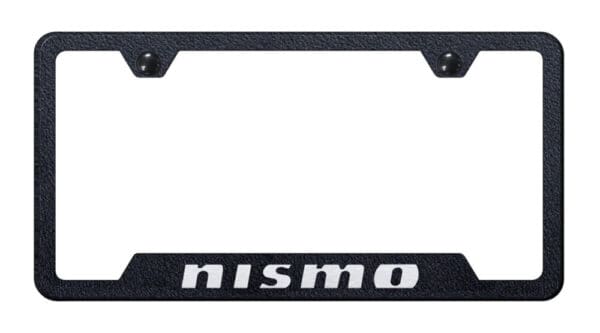Textured Black Laser Etched Cutout Bottom License Plate Frame for Nissan
