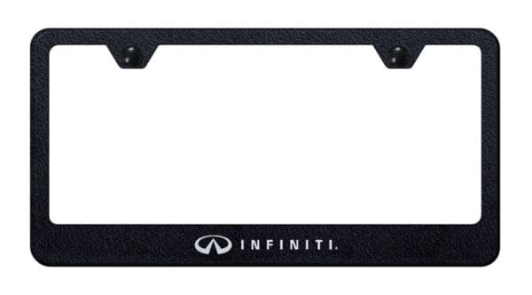 Textured Black Laser Etched Wide Bottom License Plate Frame for Infiniti