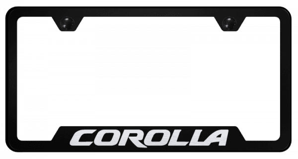 Toyota Corolla Logo Black Finish Notched License Plate Frame Official Licensed