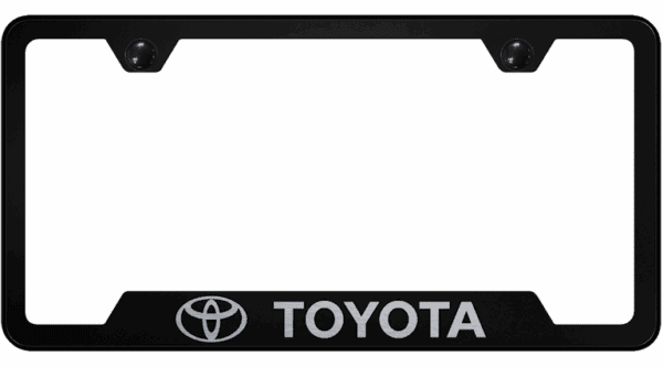 Toyota Logo Name Laser Etched Black License Plate Frame Official Licensed