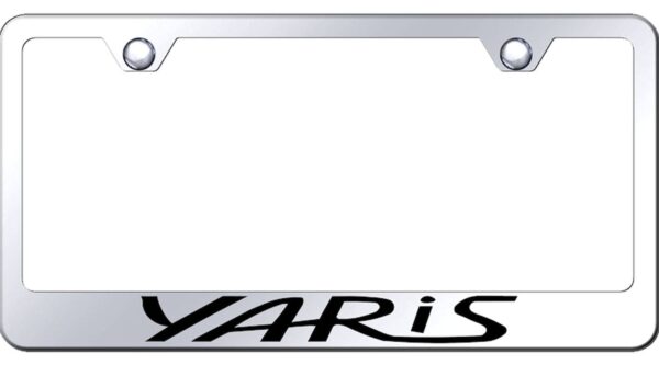 Toyota Yaris Laser Etched Logo License Plate Frame (Chrome)