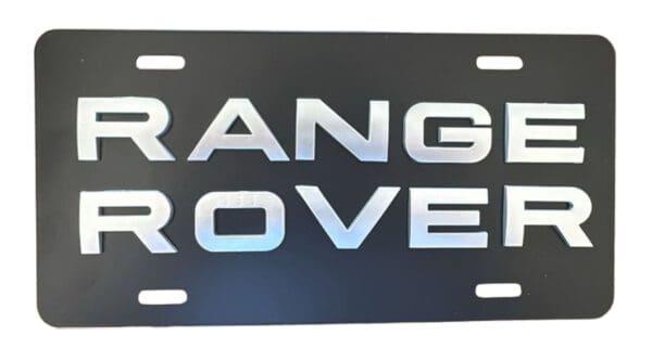 Silver Range Rover 3D Wording Emblem Black Metal License Plate