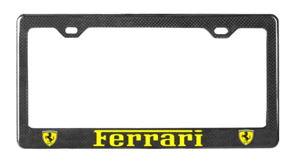 Ferrari Shields Real Carbon Fiber License Plate Frame - Yellow