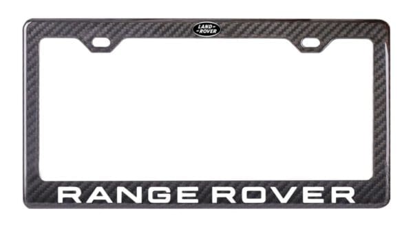 Range Rover With Black Land Rover Emblem On Top Logo 2 Hole Real Carbon Fiber Plate Frame